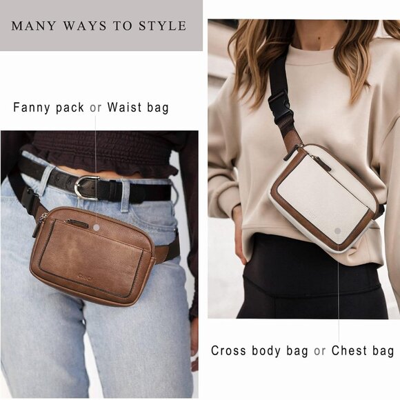 Belt Bag for Women, Mini Everywhere Crossbody Waist Bag Adjustable Strap, Vegan - Picture 6 of 8